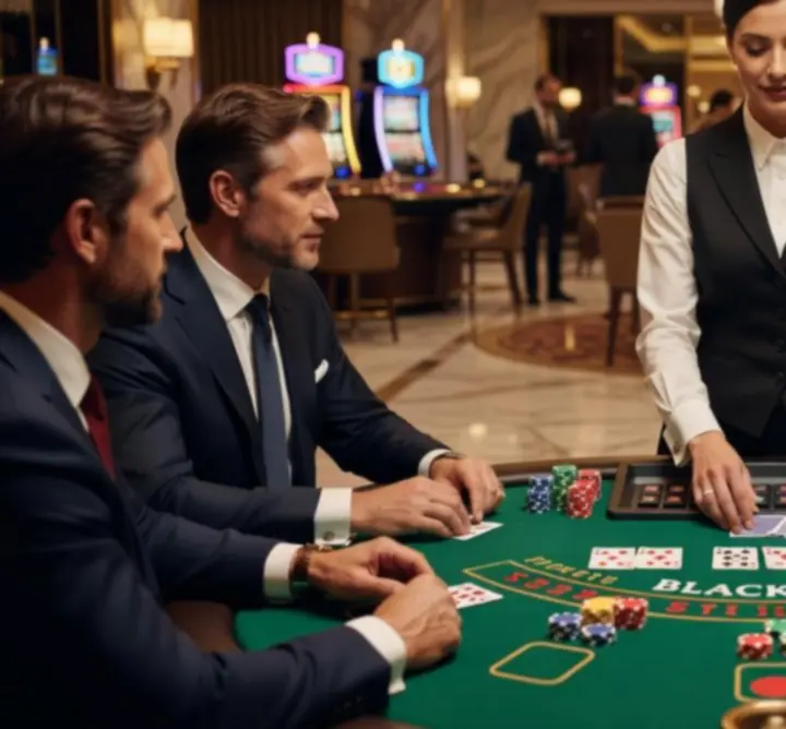 Stół blackjack w trakcie eventu kasynowego zorganizowanego przez Frajda Event