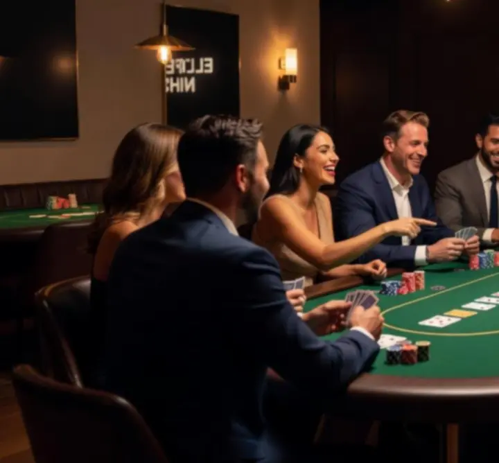 Stół pokerowy podczas eleganckiego wieczoru kasynowego zorganizowanego przez Frajda Event